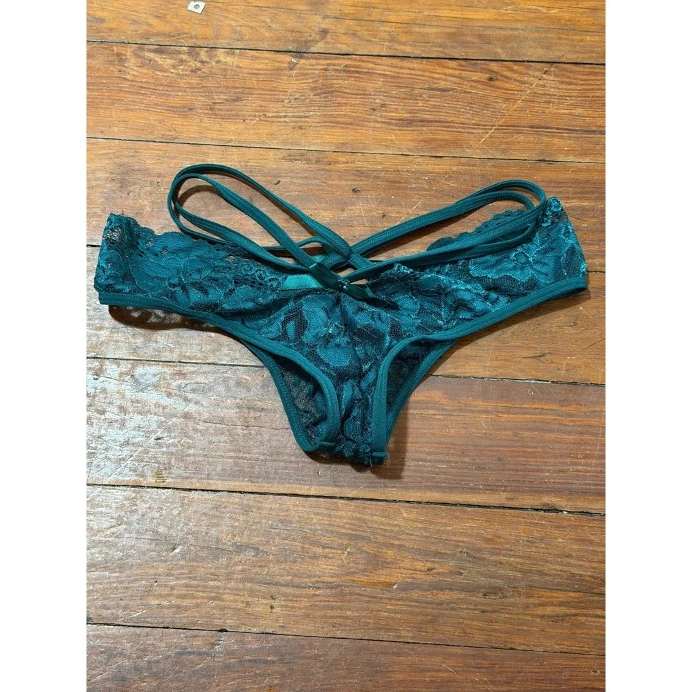 Avidlove‎ Teal Green Lace Lingerie Set Small Strappy Halter Bra and Panty Set